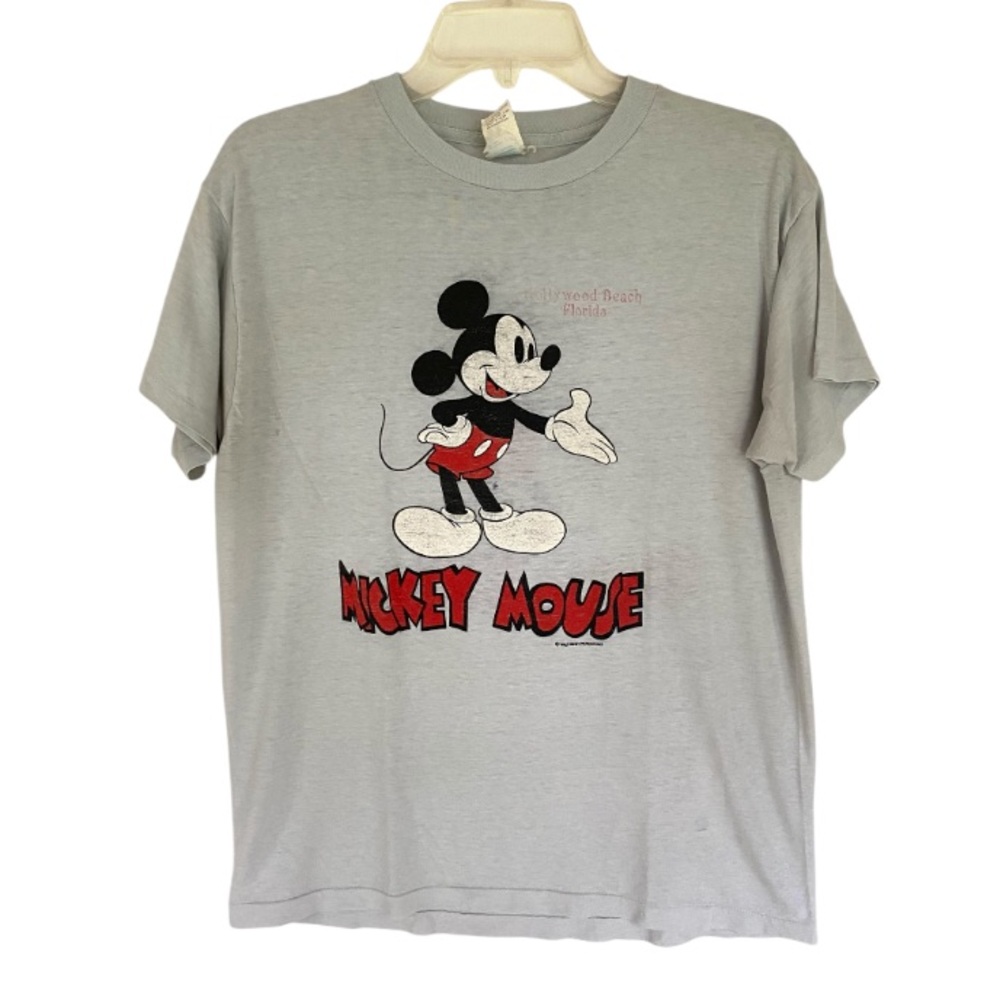 Mickey Mouse Vintage Single Stitch Disney Tee Gray Made in USA Size XL